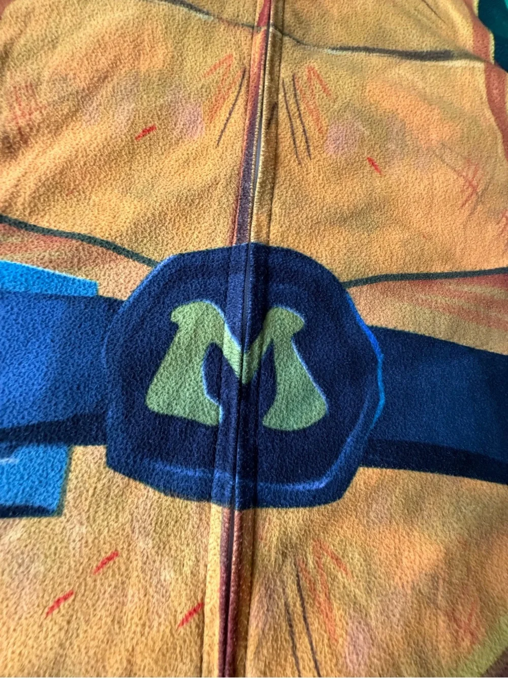 TMNT Mutant Mayhem Michelangelo Hooded Fleece Pajamas Boys Size 10/12 Costume